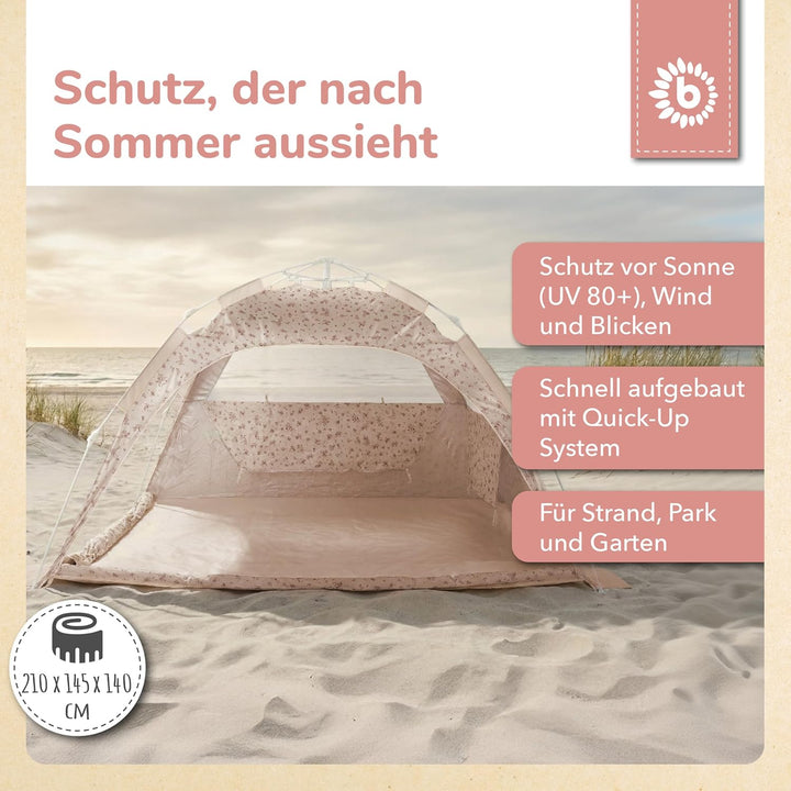 Bieco Strandmuschel Pop Up XXL – Quick-Up Strandzelt Schnellaufbau mit UV Schutz 80+ – Sonnenschutz