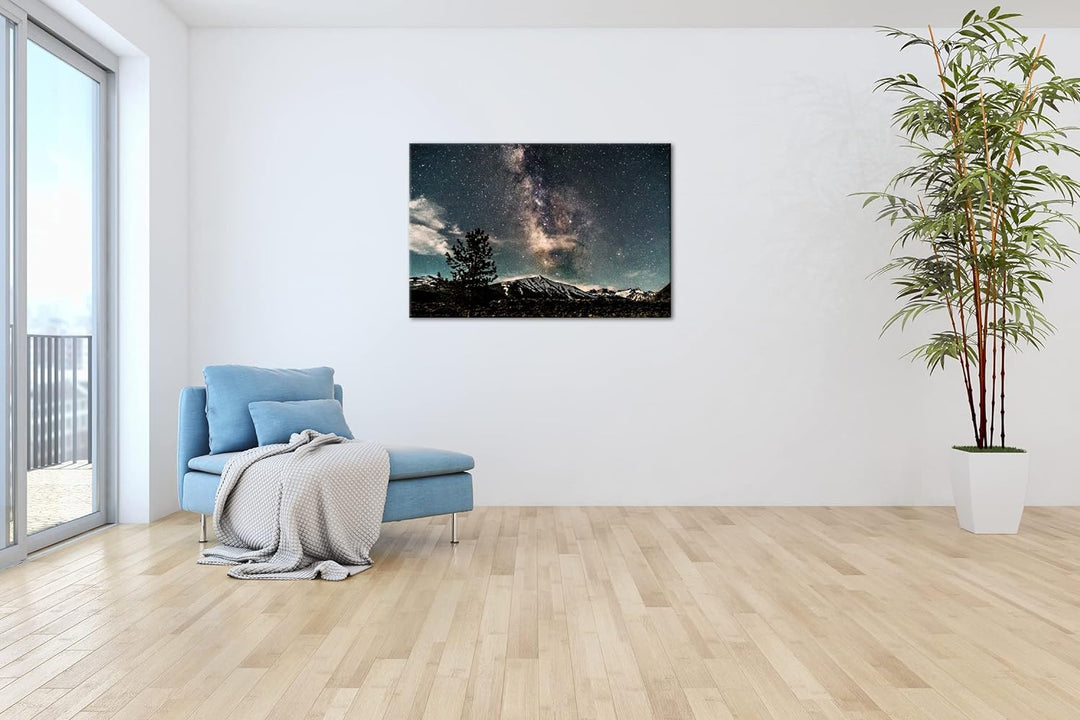 deyoli hellerleuchtete Milchstrasse am Nachthimmel Format: 80x60 als Leinwandbild, Motiv fertig gera