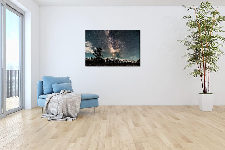 deyoli hellerleuchtete Milchstrasse am Nachthimmel Format: 80x60 als Leinwandbild, Motiv fertig gera