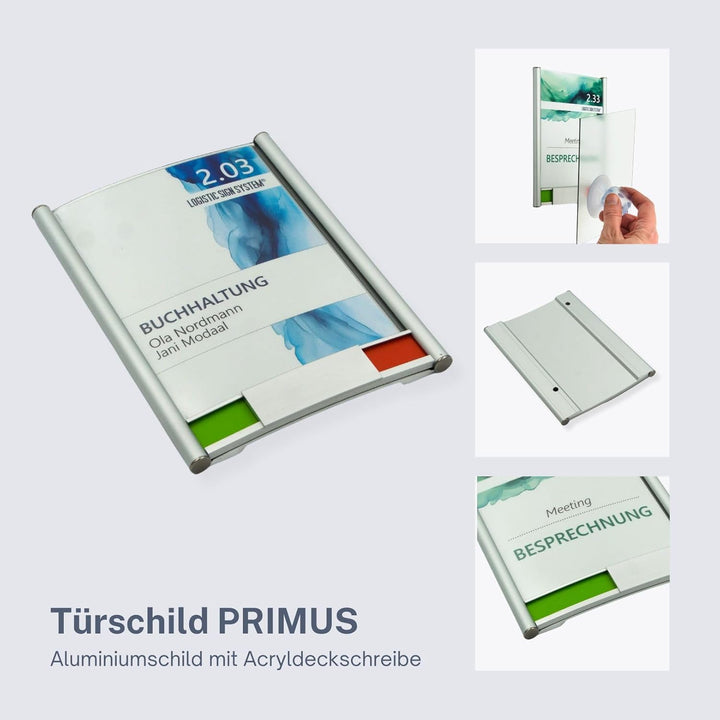 Logistic Sign System Türschild Primus 133/170 mit Frei/Besetzt-Anzeige, Rot/Grün- Anzeige