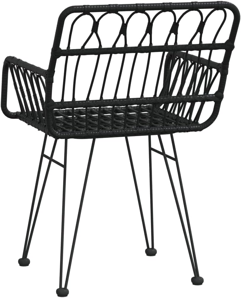 vidaXL Gartenstühle 2 STK. mit Armlehnen Schwarz 56x64x80 cm PE-Rattan, Schwarz