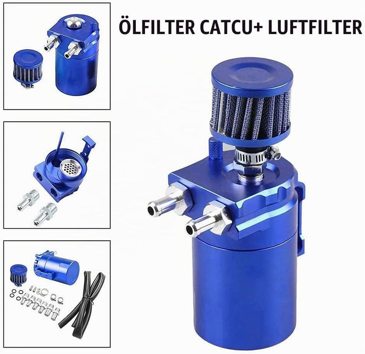 Towwoo Oil Catch Can, 300ml Aluminium Auto Reservoir Tank Universal Air Oil Seperator mit Luftfilter