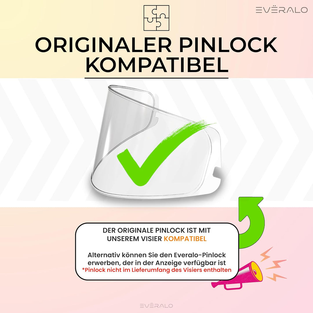 Everalo Kompatibel mit Hjc Rpha 70 Visier - Rpha 11 - Hj26 - Pinlock und Tearoff Ready - Helmvisier
