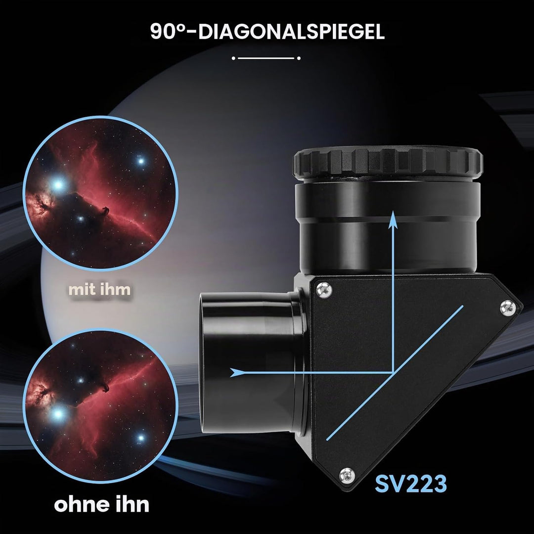 Svbony SV223 Diagonalspiegel, 2" 90° Stern Zenitspiegel mit 1,25" Adapter und Kohlefasermaterial, 99
