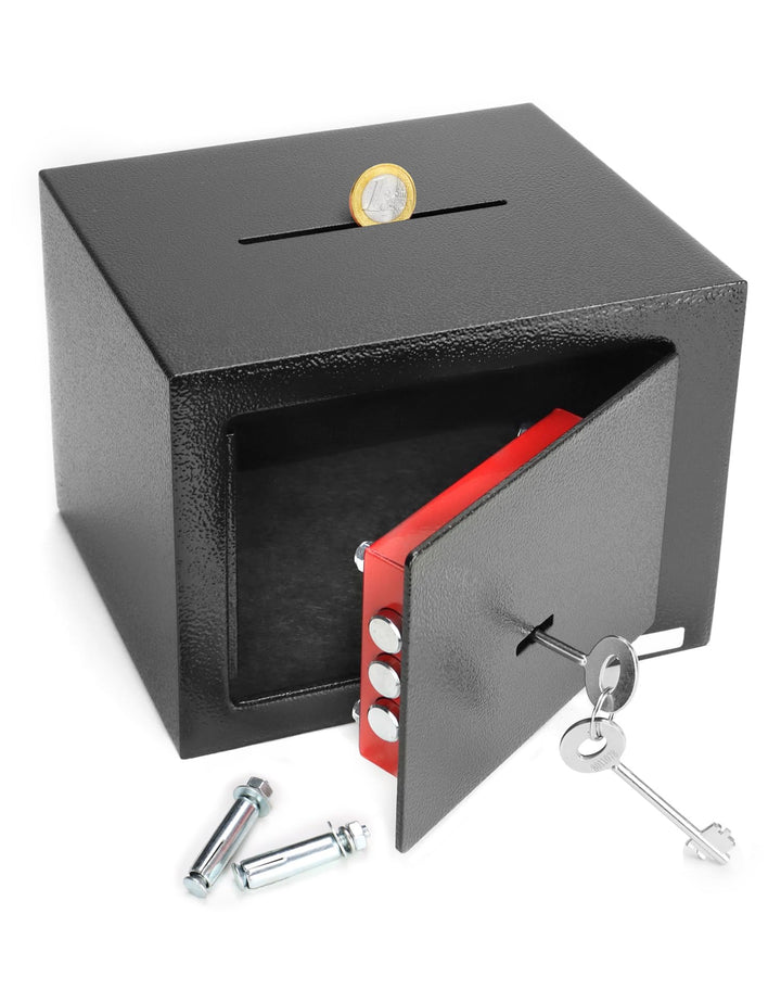 QWORK® Safe Tresor 23 x 17 x 17 cm mit Einwurfschlitz - Triple-Bit Schlüssel Möbeltresor - Hohe Sich