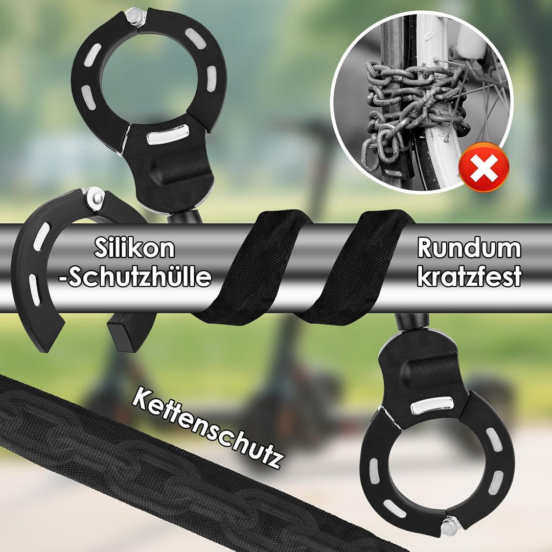 E Scooter Schloss mit 3L Wasserdichter Tasche, Handschellenschloss mit Schlüssel, Elektroroller-Fahr