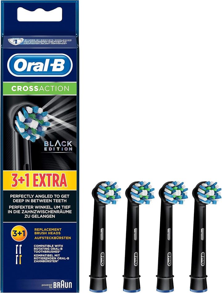 Oral-B CrossAction Bürsten, Schwarz, 4 Stück Schwarz 4 stück (1er Pack) Oral-B CrossAction Bürsten,
