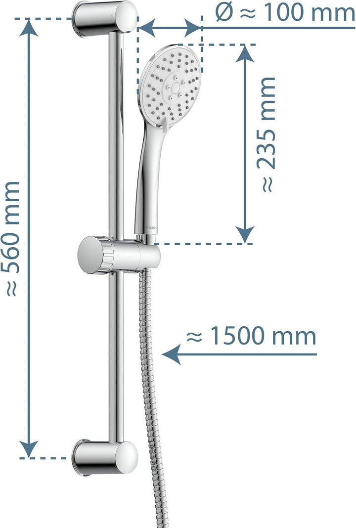 SCHÜTTE 64830 Napoli Stangenbrauseset, Brausestange mit Duschkopf, Duschbrause, Brausegarnitur mit H