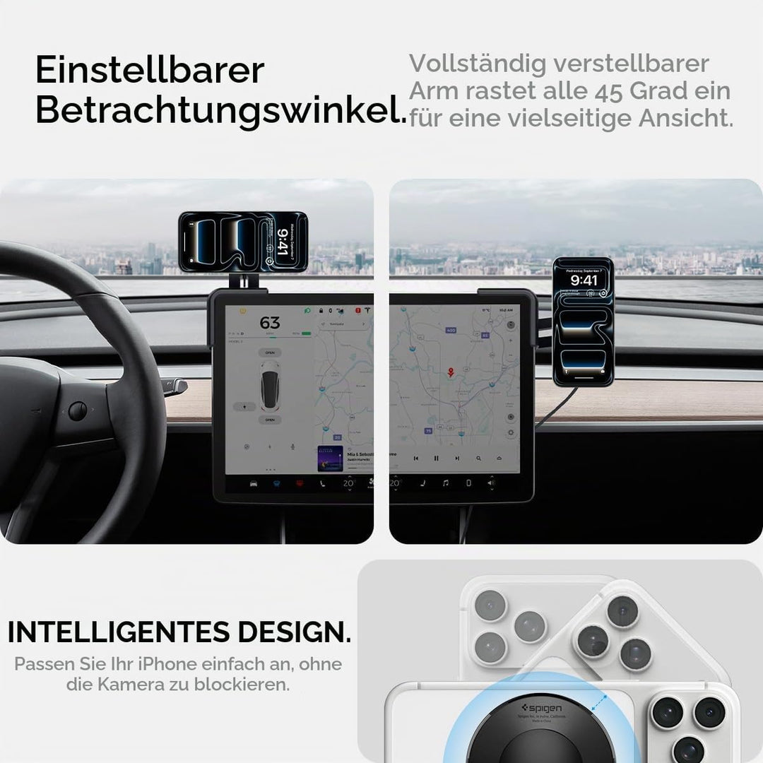 Spigen Tesla Model Y(~Juniper 2026)/3(~ Highland 2026)/S/X Qi2 MagSafe Handyhalterung mit Ladefunkti