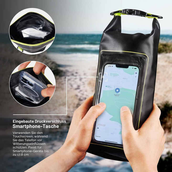 Pelican Marine Wasserdichter Roll-Top Dry Bag Dry Bag - Black/Hi-vis Yellow, Dry Bag - Black/Hi-vis