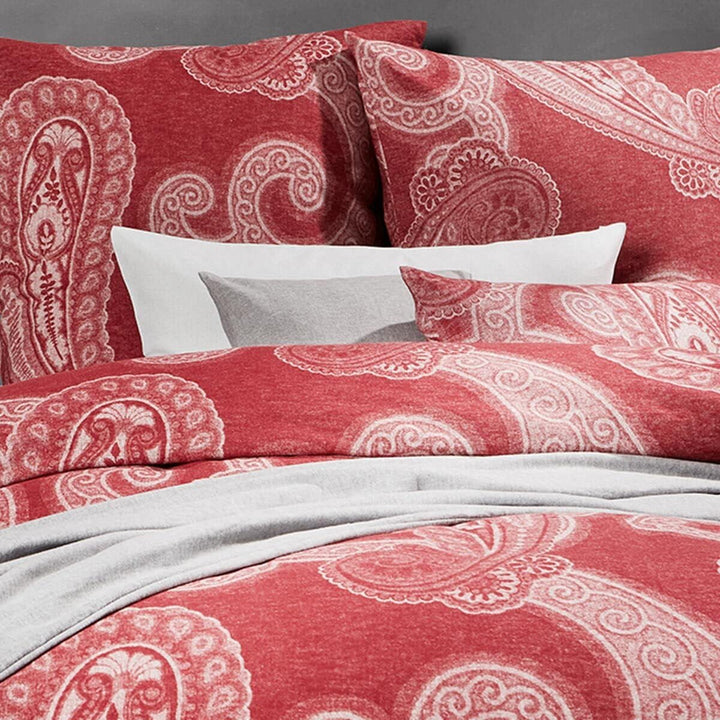 fleuresse gewebte Edelflanell Bettwäsche Lech Bracknell rot 1 Bettbezug 200 x 220 cm + 2 Kissenbezüg