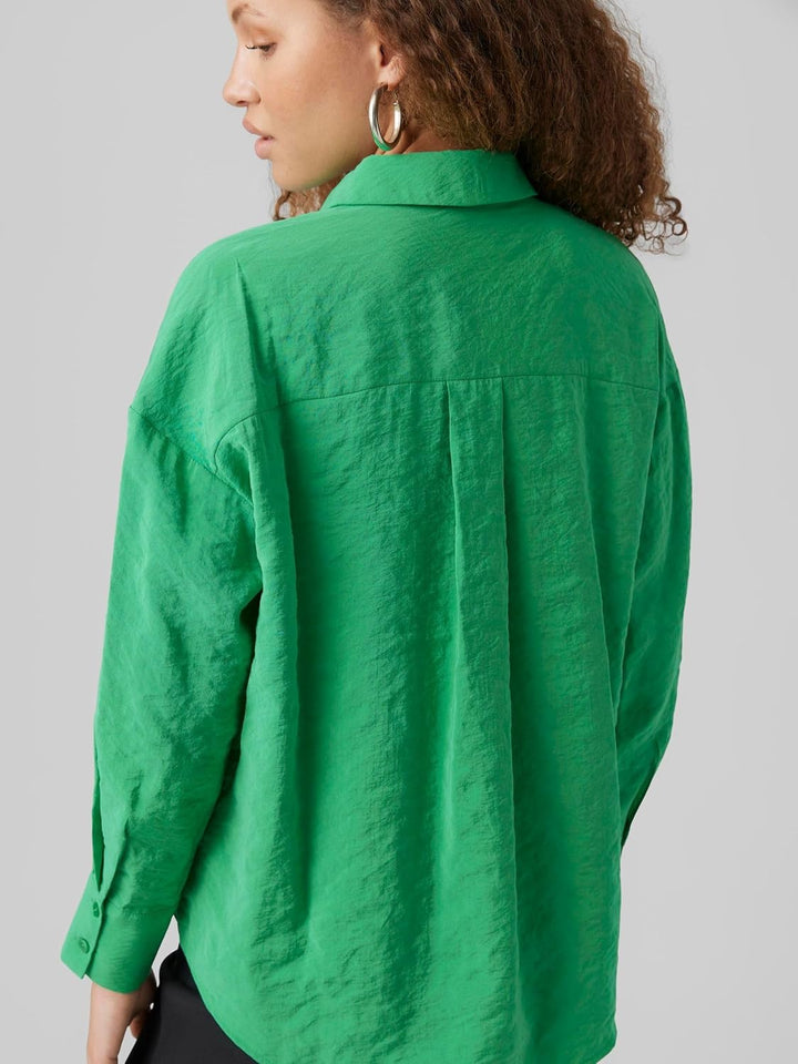 VERO Moda Damen Vmqueeny Ls Oversize Shirt WVN Ga Noos Langarmshirt M Bright Green, M Bright Green