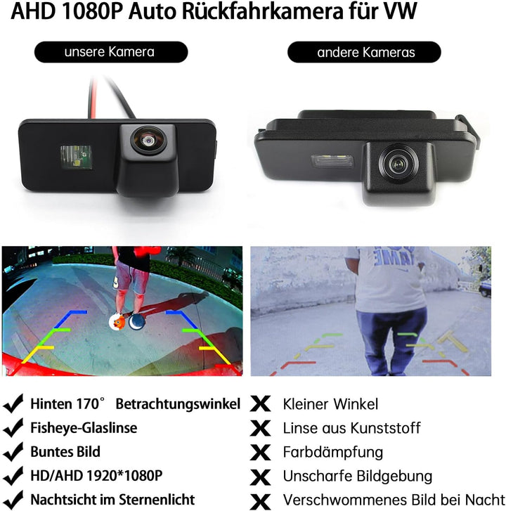 HD 1080P Auto Rückfahrkamera für VW Golf CC Passat Polo Golf Scirocco EOS Lupo (2 cage) Phaeton Beet