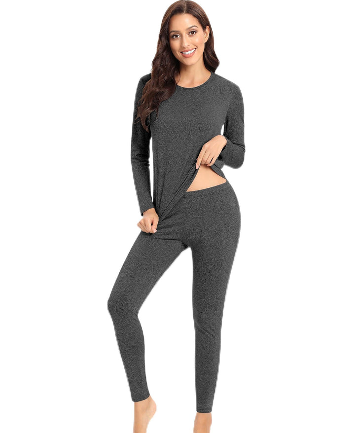 Damen Thermo Unterwäsche für Winter Atmungsaktiv Flexibel, XS Dunkelgrau