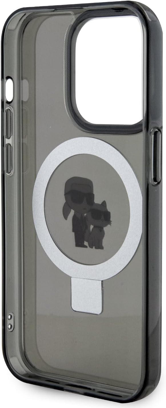 CG Mobile Karl Lagerfeld Magsafe Ringständer Hülle mit Karl & Choupette Heads für iPhone 15 Siehe Be