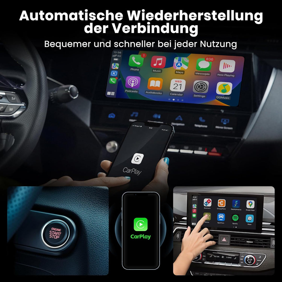 MMB Wireless Magic Box 2.0 CarPlay Adapter, Android Auto Apple CarPlay Adapter Für Online Netflix/Sm