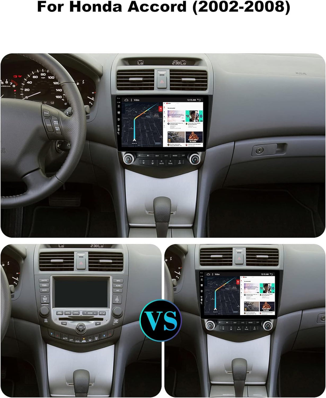 BXLIYER Android 12 IPS Autoradio für Honda Accord 7th (2002-2007) - Eingebaut CarPlay/Android Auto -