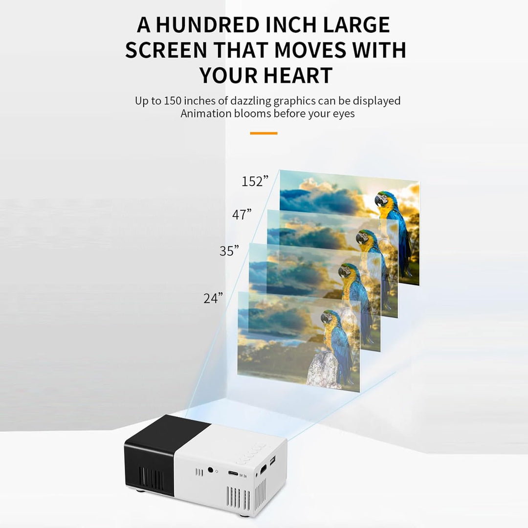Projector, 1080p HD Tragbarer Filmprojektor, Smart Home Projector mit HDMI, USB, 3.5 Sound -Schnitts