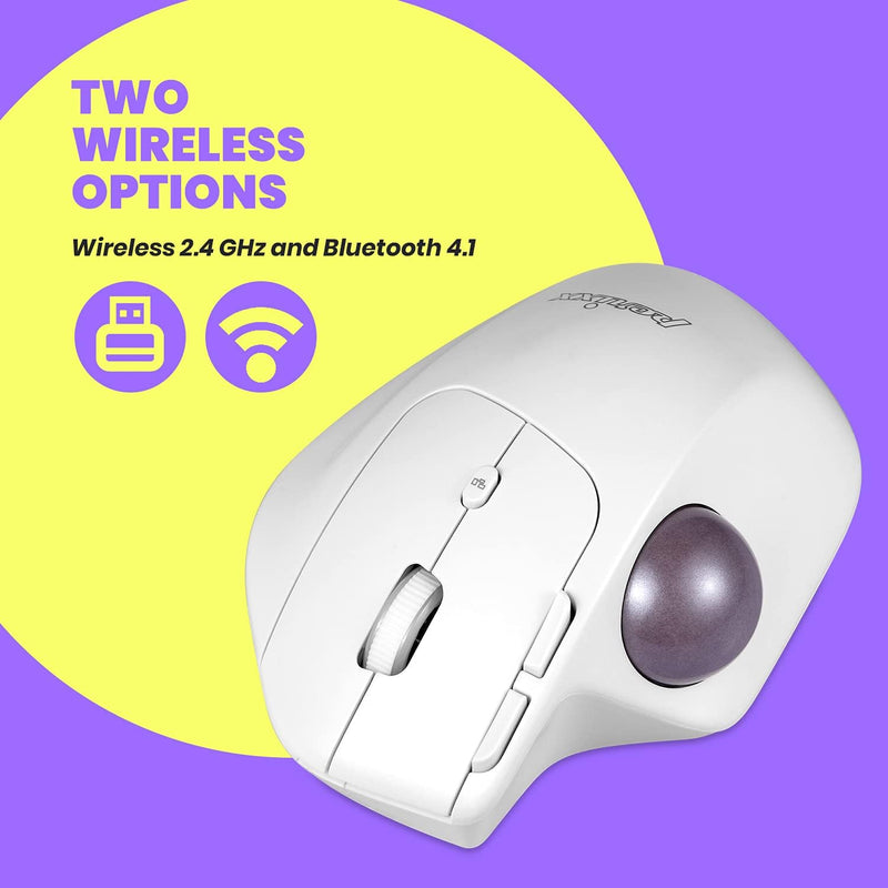 Perixx PERIMICE-720 Wireless 2,4 GHz und Bluetooth Ergonomische Trackball-Maus, Einstellbarer Winkel