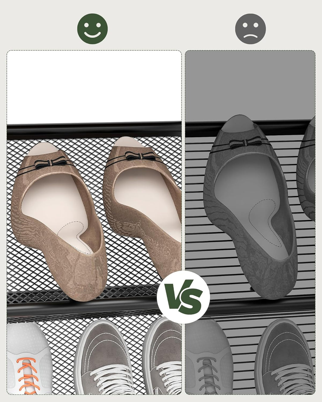 Schuhregal, Schuhablage, 5-stöckige Schmale Schuhablage mit Schrägen Ablagen, Kompaktes Schuhregal,