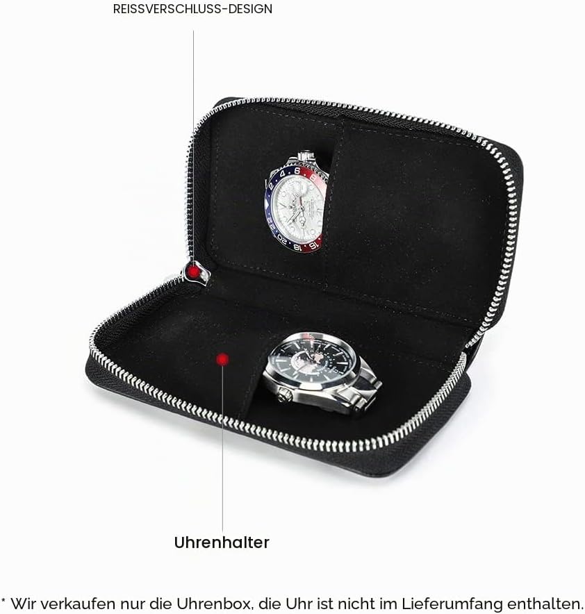 Hiram Uhr Travel Case für 2 Uhren Handgemachte Leder Uhren Aufbewahrungsbox Tragbare Uhr Reise Organ
