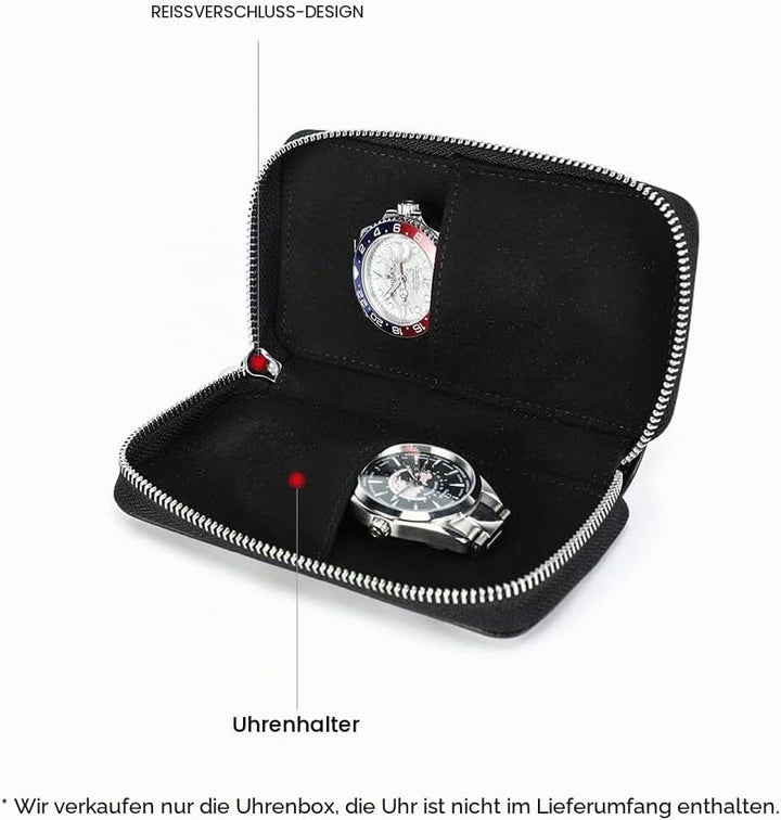 Hiram Uhr Travel Case für 2 Uhren Handgemachte Leder Uhren Aufbewahrungsbox Tragbare Uhr Reise Organ