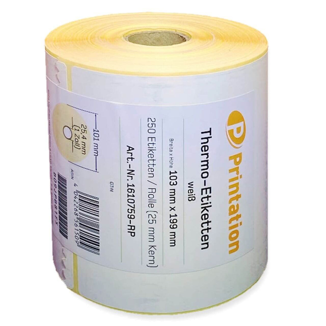 Printation Versandetiketten 103 x 199 mm weiss DHL, DPD, GLS, UPS - eine Rolle mit 250 103x199 mm Th