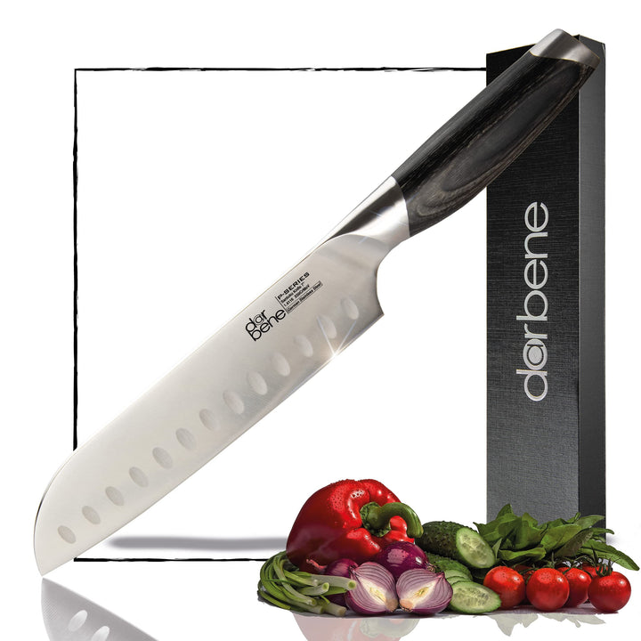 DarBene Santokumesser P-Series 18cm Profi Küchenmesser aus deutschem Edelstahl, ergonomischer Pakka