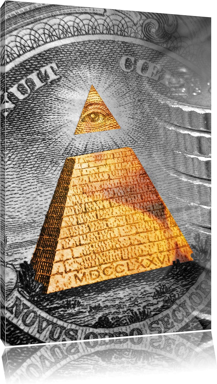 Pixxprint Illuminati Pyramide als Leinwandbild/Grösse: 120x80 cm/Wandbild/Kunstdruck/fertig bespannt