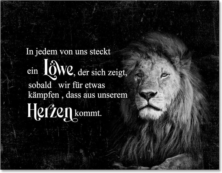 wandmotiv24 Leinwandbild Motivation, 80x60cm, Querformat, In jedem steckt EIN Löwe, Deko, Bilder auf
