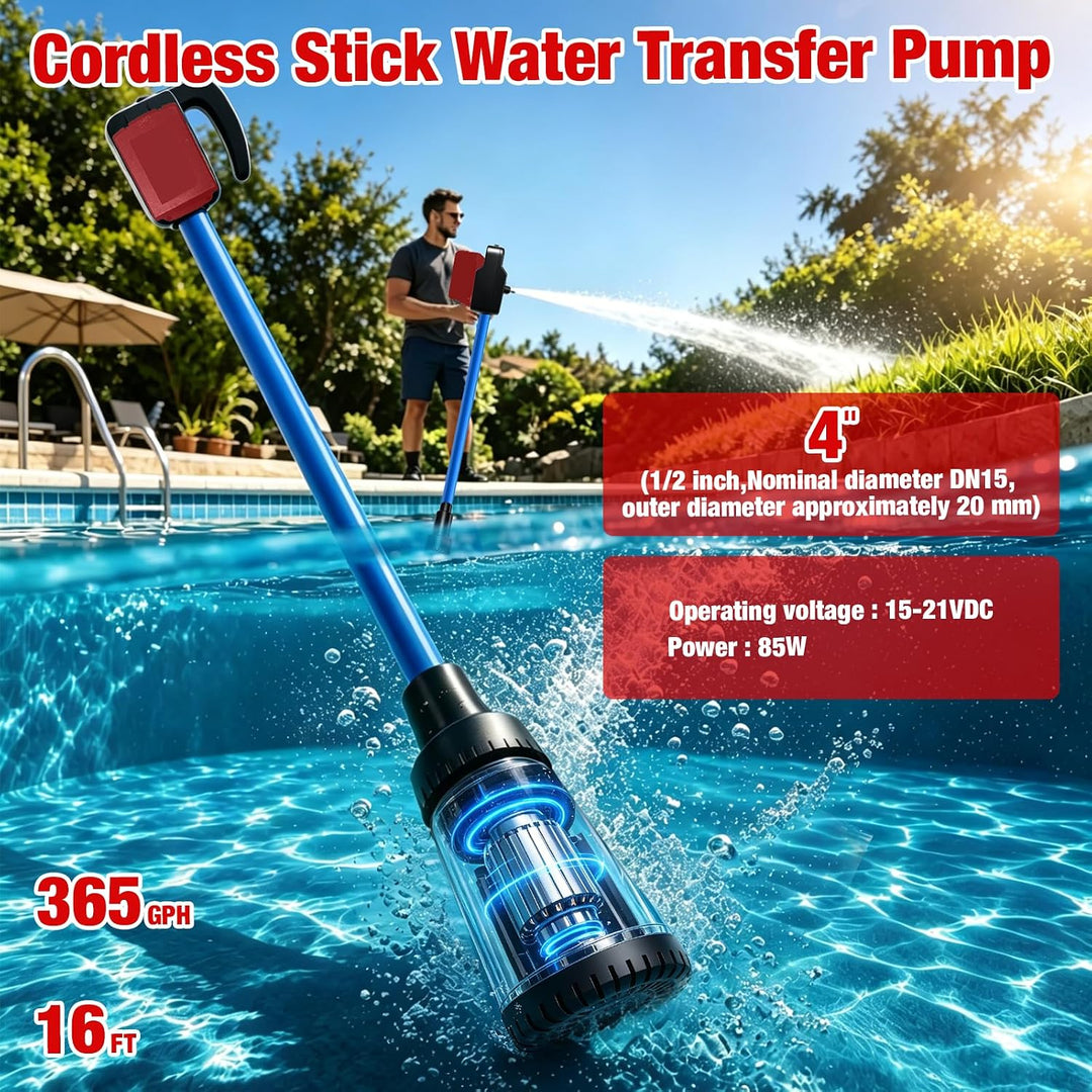 Wasserpumpe 85W für Milwaukee M18 18V Akku, 1400L/H, 4,5m Förderhöhe