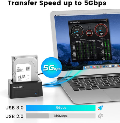 INDMEM SAS to USB 3.0 Adapter, SAS Hard Drive Reader Enclosure Docking Station for 2.5/3.5 inch HDD