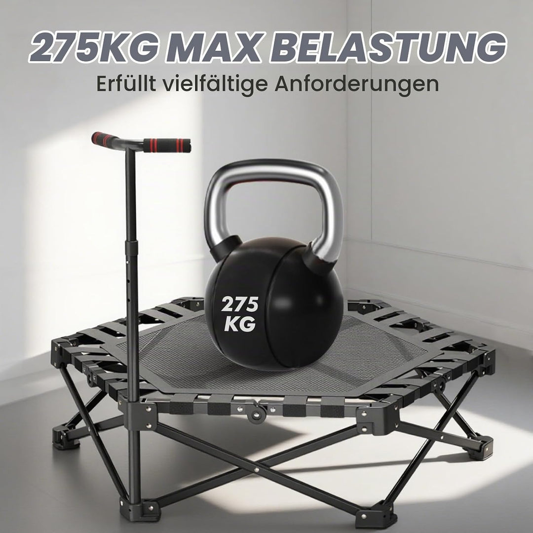 106cm Fitness-Trampolin Indoor für Erwachsene | Hohe Belastbarkeit | Höhenverstellbar | EIN-klick-Fa