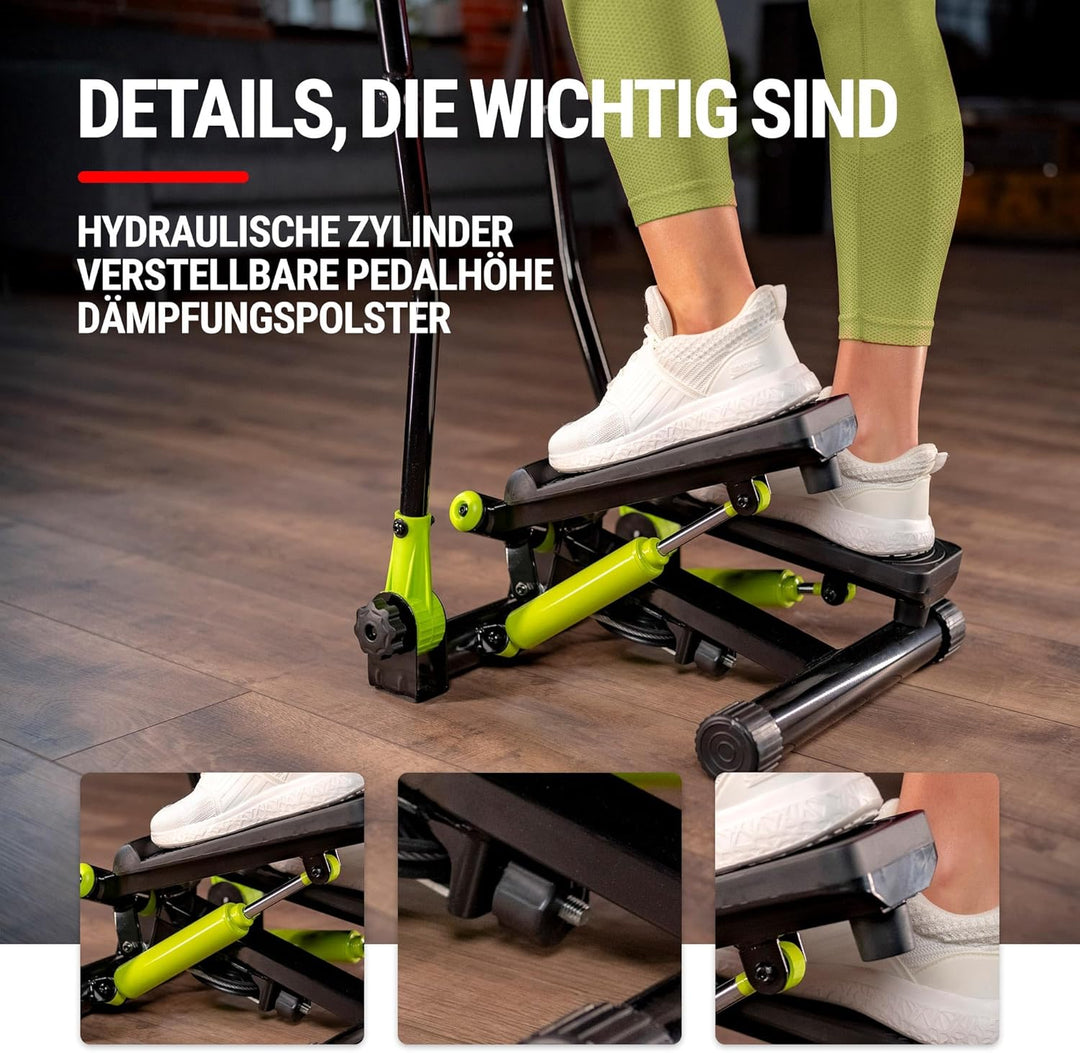 Hop-Sport Swing Stepper HS-45S Slim Up-Down-Side-Stepper für Zuhause - Ganzkörpertraining - inkl. Tr