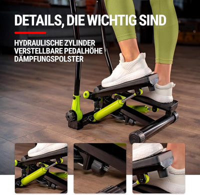 Hop-Sport Swing Stepper HS-45S Slim Up-Down-Side-Stepper für Zuhause - Ganzkörpertraining - inkl. Tr