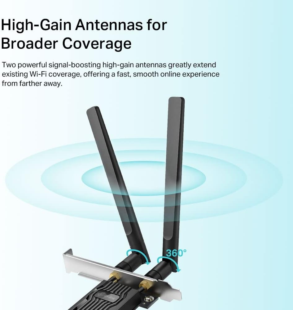 TP-Link Archer TX20E AX1800 Wi-Fi 6 Bluetooth 5.2 PCIe-Adapter, max 1201 Mbit/s 5 GHz und max 574 Mb