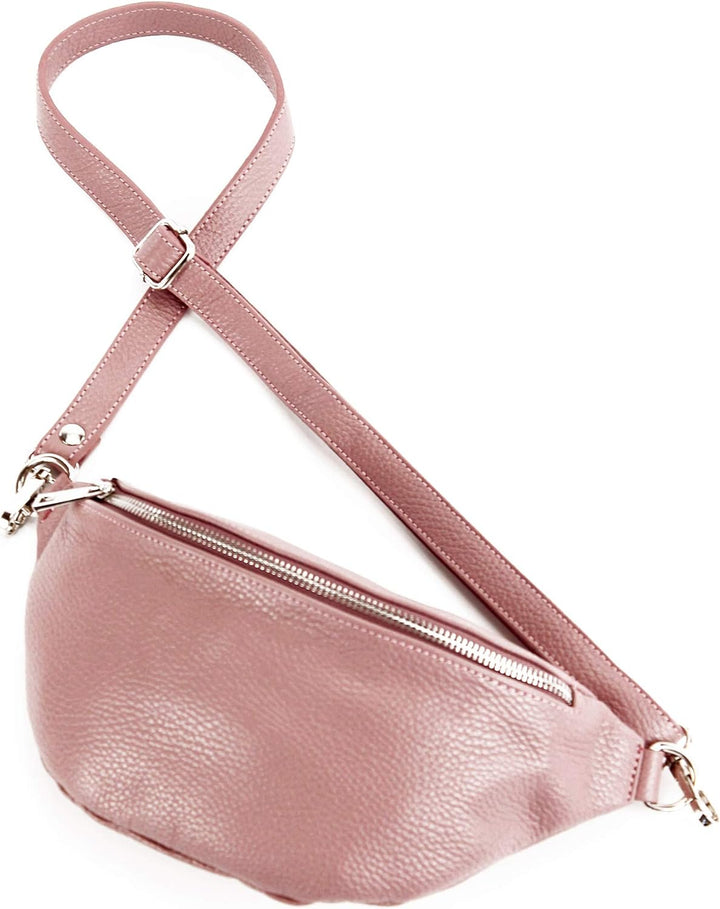 modamoda de - T211 - ital. Hüfttasche Bauchtasche Brusttasche Medium aus weichem Leder, Farbe:Altros
