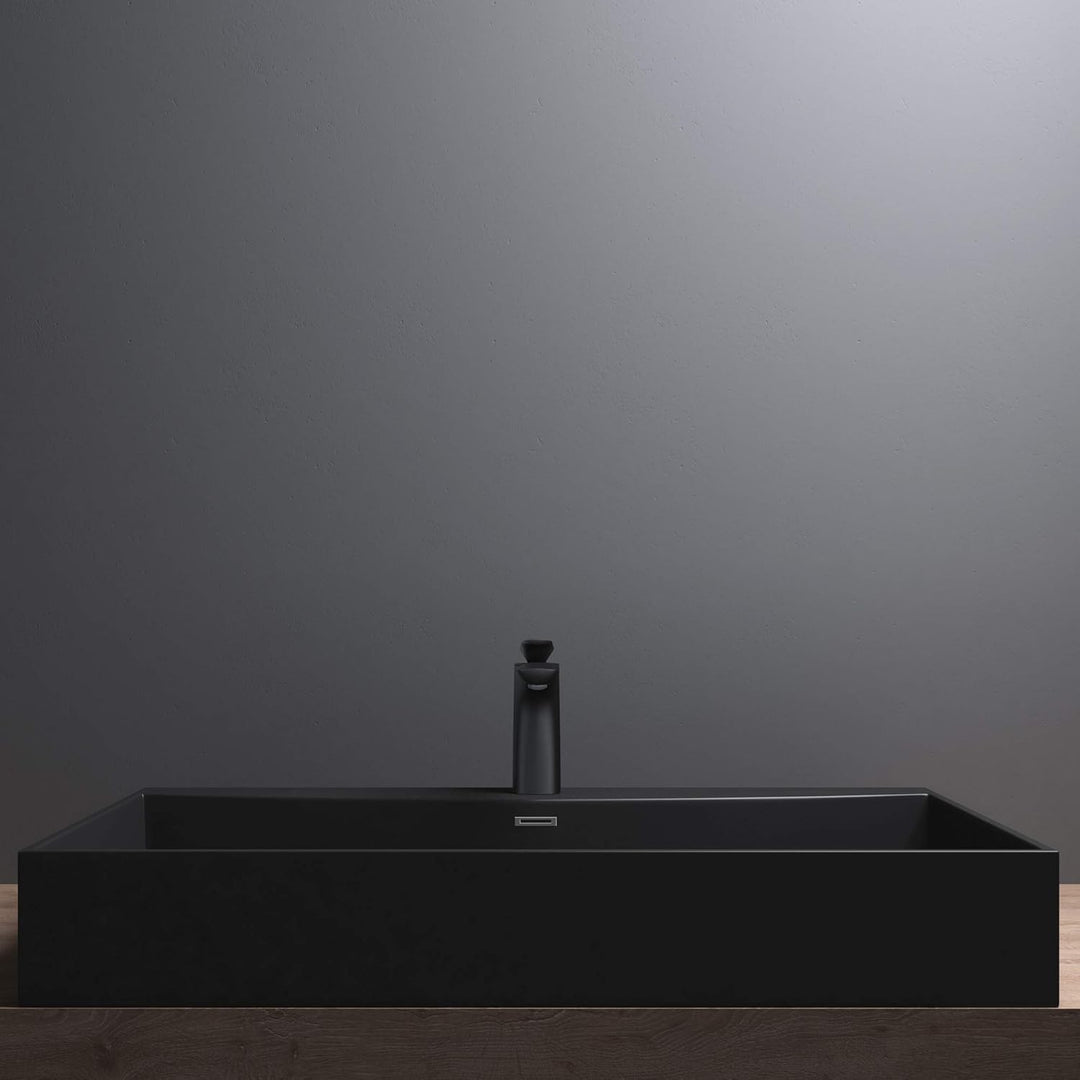 Mai &amp; Mai Armatur Wasserhahn Bad Schwarz matt WAM-7201 | Waschbeckenarmatur 16.5cm hoch | Badinstall
