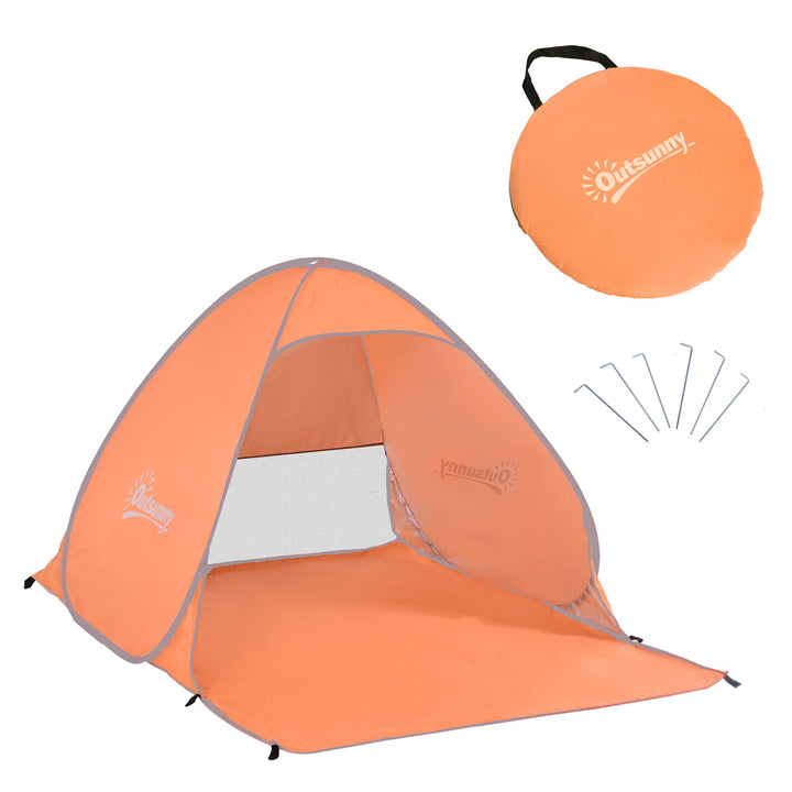 Outsunny Strandmuschel Pop Up Automatisch Strandzelt mit Fenster UV-Schutz tragbares Wurfzelt, Stran
