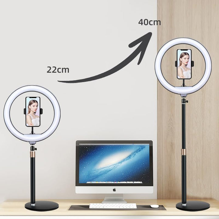 BRAVECOW Ringlicht mit Stativ, 10.5” Selfie Ringlicht,Streaming Licht Videolicht mit 3 Lichtfarben u