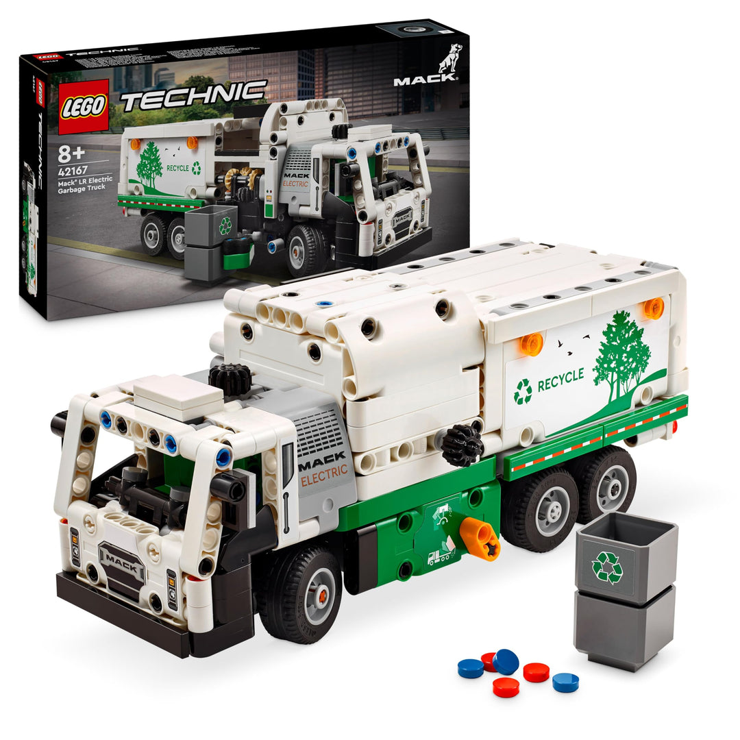 Lego Technic Mack LR Electric Müllwagen, Müllauto-Modell für Recycling-Rollenspiele, Baubares LKW-Sp