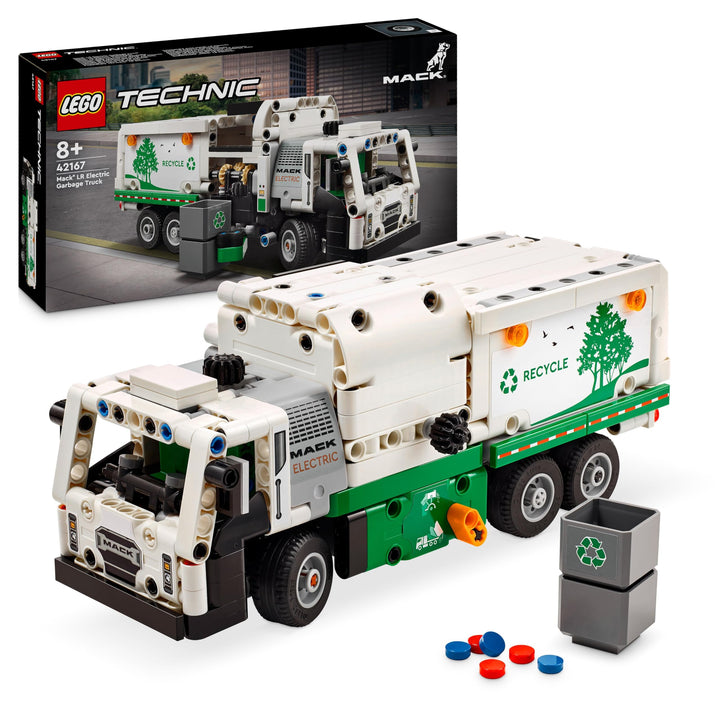 Lego Technic Mack LR Electric Müllwagen, Müllauto-Modell für Recycling-Rollenspiele, Baubares LKW-Sp