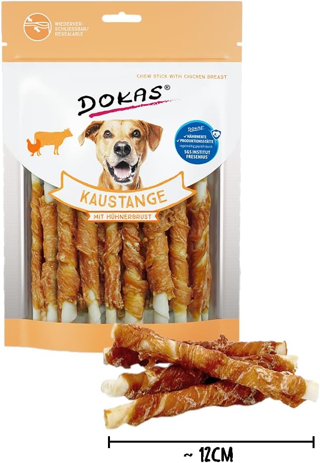 DOKAS Kaustange – Getreidefreier Premium Kausnack für Hunde 9 x 200g | 200g ( 9er Pack ) Single, Sin