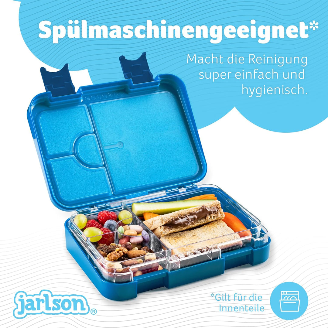 Jarlson® Brotdose Kinder mit Fächern TONI [AUSLAUFSICHER] - Bento Lunchbox mit Trennfächern - Frühst