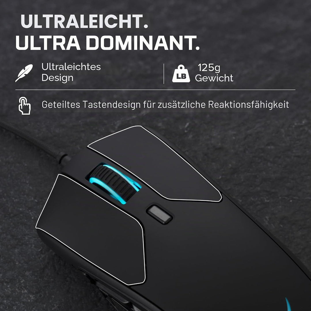 HyperX Pulsefire Raid – Ergonomische – 11 programmierbare Tasten RGB Gaming Maus Wired Pulsefire Rai