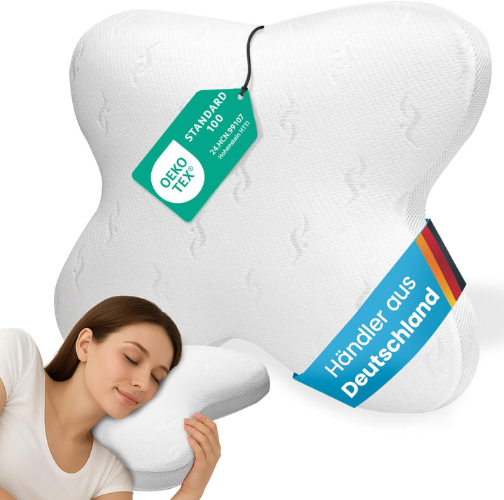 maxVitalis orthopädisches Nackenstützkissen, Visko Schlafkissen in Schmetterlingsform, Nackenkissen