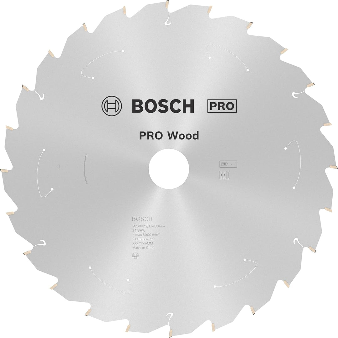 Bosch Professional 1x Kreissägeblatt Standard for Wood (Holz, Sägeblatt Ø 250 x 30 x 2,2 mm, 24 Zähn