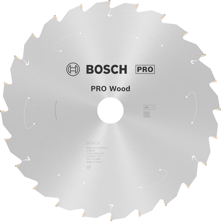 Bosch Professional 1x Kreissägeblatt Standard for Wood (Holz, Sägeblatt Ø 250 x 30 x 2,2 mm, 24 Zähn
