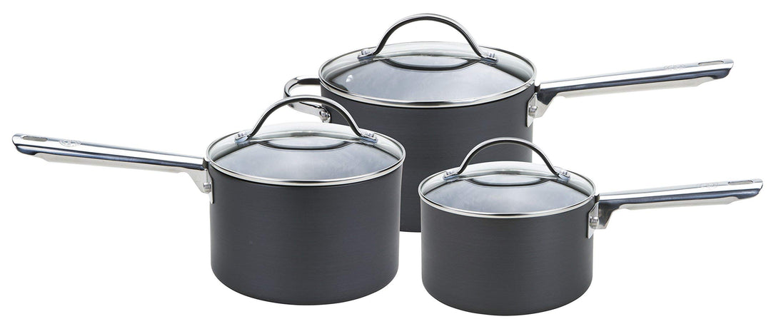 Anolon 3er Topfset - Professionelle Antihaftbeschichtung - Stielkasserolle 16/18/20cm mit Deckel - L