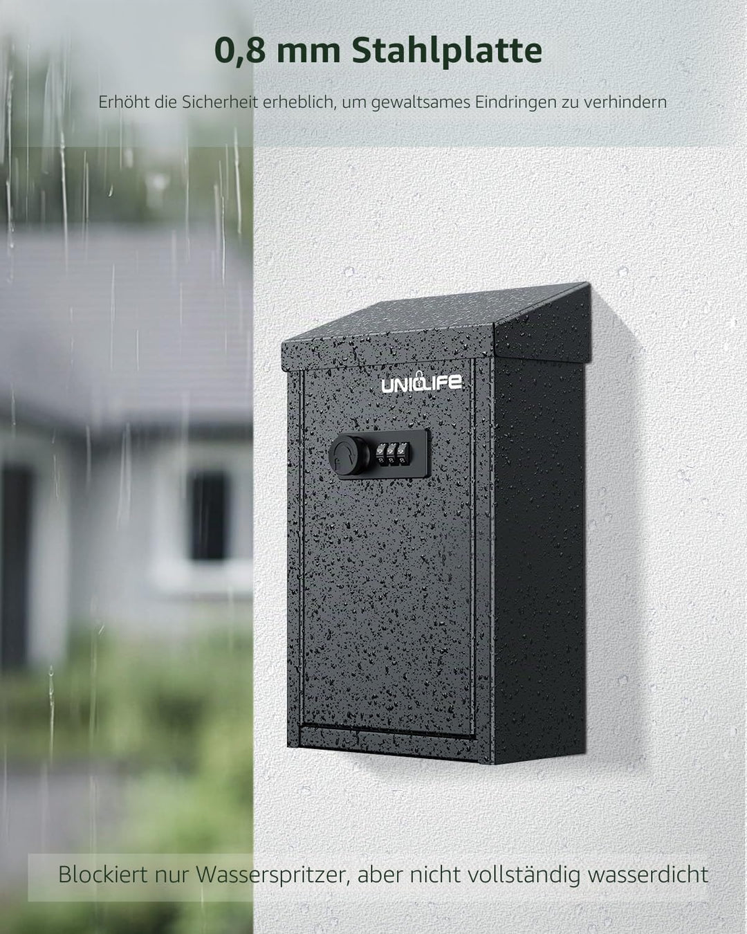 Uniclife Schlüsselbox für aussen, Spendenbox aus Metall, Sammelbox mit Zahlenschloss, sichere Vorsch